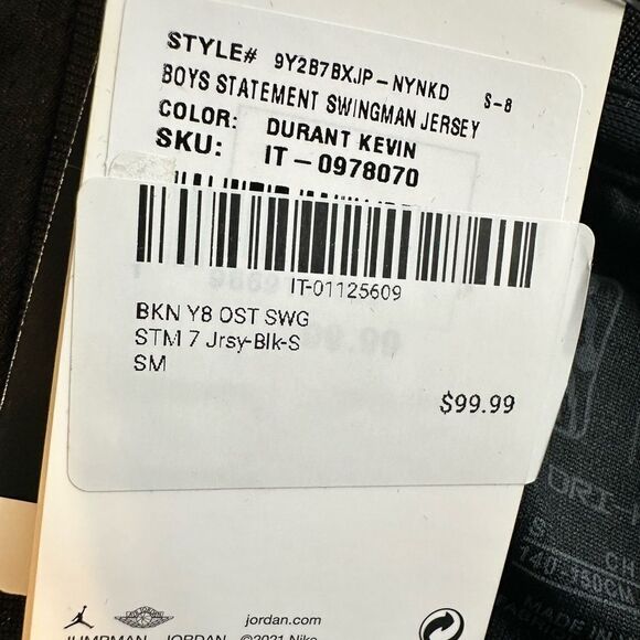 NWT NBA Authentic Youth Black New Jersey Nets Basketball Jersey Kevin Durant - S - Picture 5 of 6
